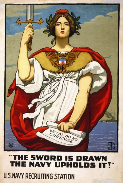 The sword is drawn, the Navy upholds it! by Кеньон Кокс, 1917 — digital art print download