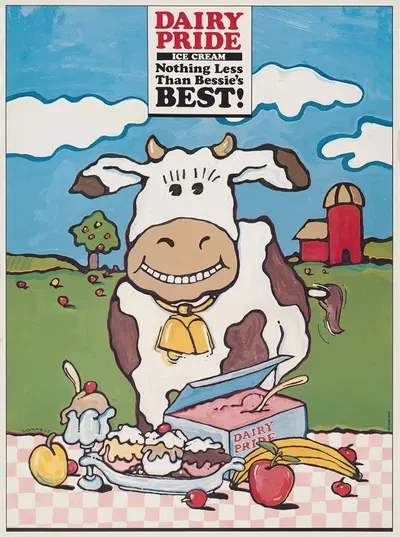 Dairy Pride ice cream, nothing less than Bessie's best by Lanny Sommese, 1985 — digital art print download