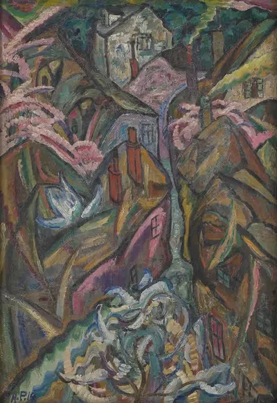 Пейзаж с домами by Антон Эмануэль Пешка, 1919 — digital art print download