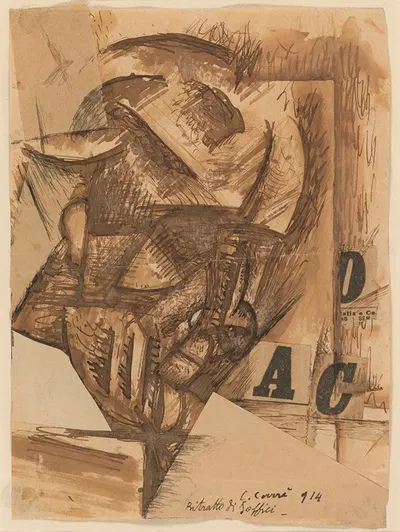Portrait of Soffici by Carlo Carrà, 1914 — digital art print download