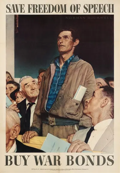 Save freedom of speech. Buy war bonds by Norman Rockwell, 1943 — digital art print download