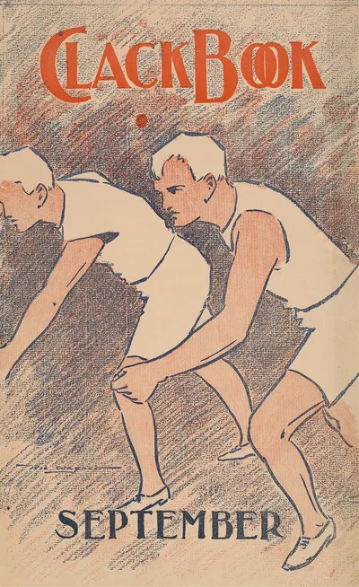 Poster shows two male athletes preparing to race by Robert Leicester Wagner, 1890 — digital art print download