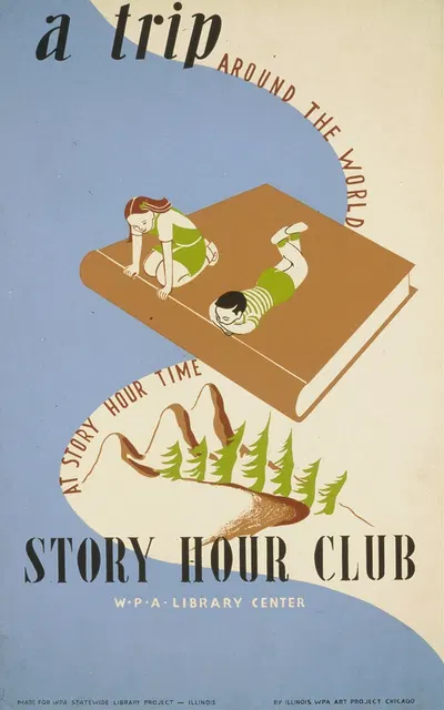 A trip around the world at story hour time Story hour club by Shari Weisberg, 1936 — digital art print download