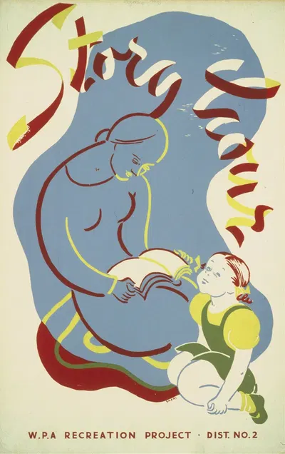 Story hour by Shari Weisberg, 1936 — digital art print download