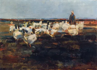Gänseherde auf der Weide by Demeter Koko, 1919 — digital art print download