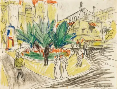 The Bosquet In Albertplatz In Dresden by Ernst Ludwig Kirchner — digital art print download