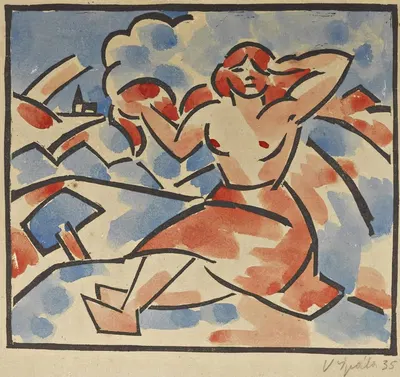Женщина в пейзаже by Вацлав Шпала, 1935 — digital art print download