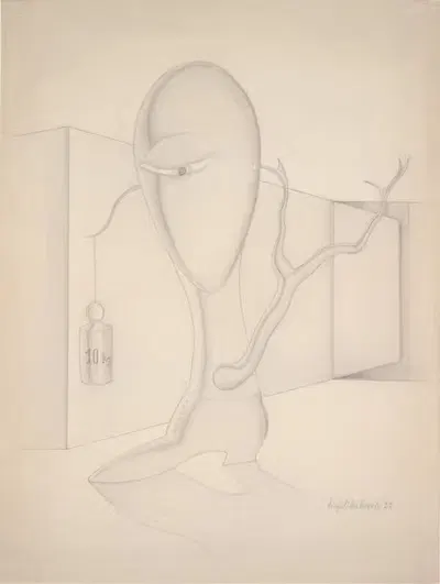 Tree and Wall by Angelika Hoerle, 1922 — digital art print download