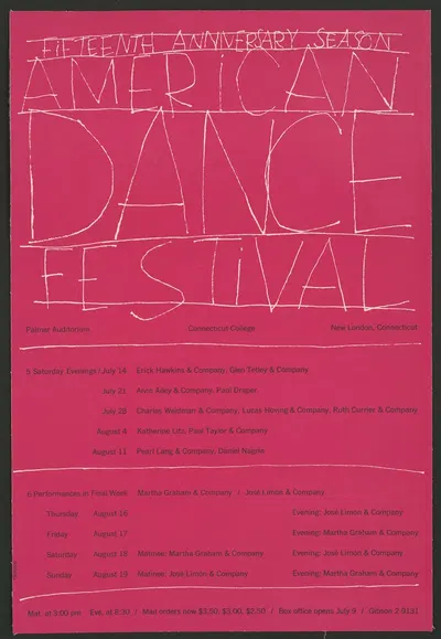 Fifteenth anniversary season, American dance festival by George Tscherny, 1962 — digital art print download