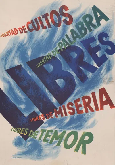 Libres; libertad de cultos, libertad de palabra… by Herbert Bayer, 1940-1950 — digital art print download