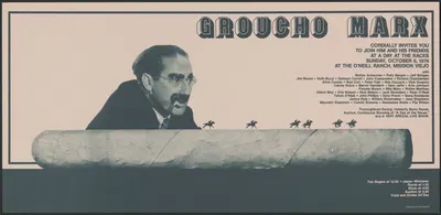 Groucho Marx cordially invites you to join him and his friends at a day at the races by Coy Howard, 1974 — digital art…