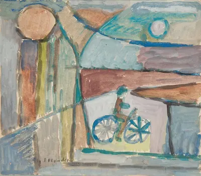 Rowerzysta na tle pejzażu by Sasza Blonder, 1934 — digital art print download