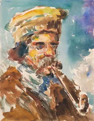 Курящий трубку крестьянин by Эмиль фон Герличи, 1919 — digital art print download