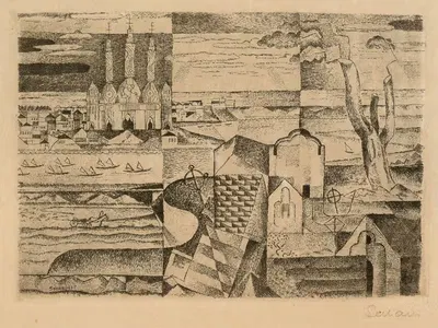 Русский город. Рисунок by Поль Адольф Зеехаус, 1917 — digital art print download