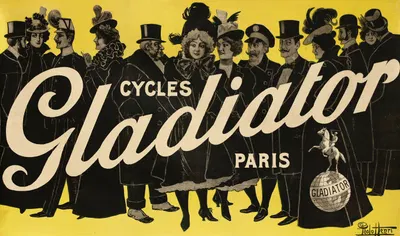 Cycles Gladiator Paris by A. Shaw, c. 1899 — digital art print download