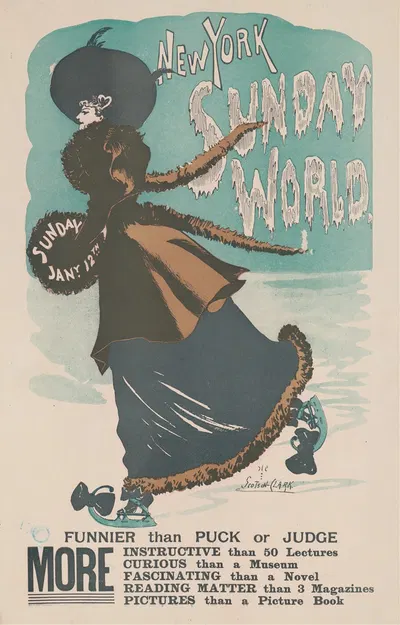 New York Sunday World, Sunday, Jany 12th by George Frederick Scotson-Clark, 1896 — digital art print download