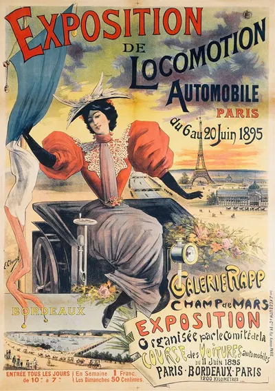 Exposition De Locomotion Automobile Paris by E Clouet, 1895 — digital art print download