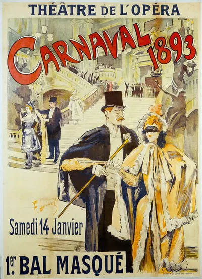 Theater De L'opera Carnaval 1893 by Ferdinand Lunel, 1893 — digital art print download