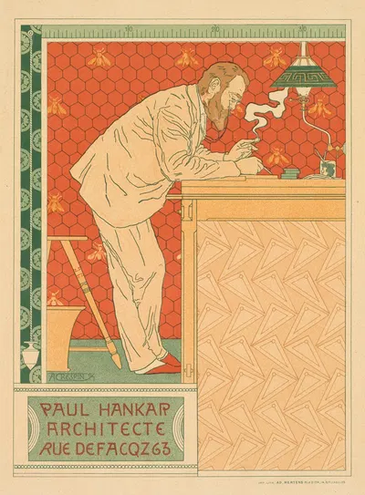Les Maitres De L'affiche, Pl. 91, Paul Hankar, Architecte Rue Defacqz 63 C. by Adolphe Crespin, 1894 — digital art print…