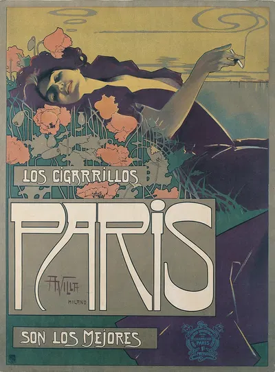 Cigarrillos Paris by Aleardo Villa, 1901 — digital art print download
