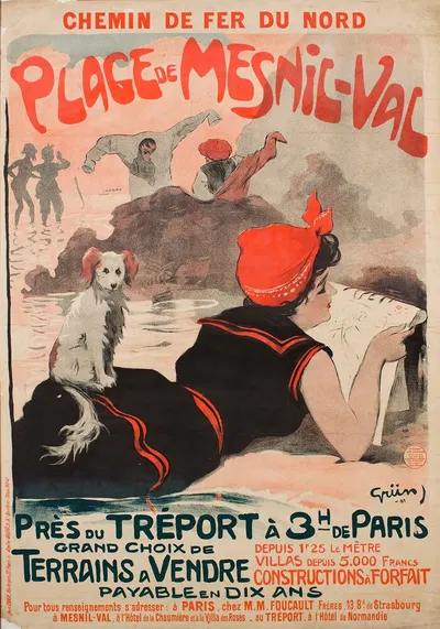 Chemin De Fer Du Nord. Plage De Mesnil-Val by Jules-Alexandre Grün, 1901 — digital art print download