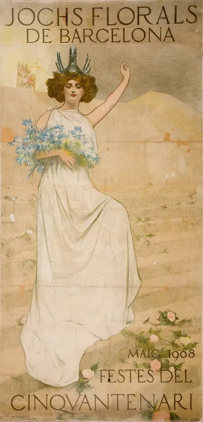 Jochs Florals De Barcelona. Festes Del Cinquantenari by Ramón Casas, 1908 — digital art print download