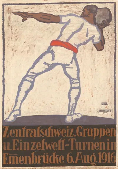 Zentralschweizer Gruppen u. Einzelwett-Turnen in Emmenbrücke 6. Aug. 1916 by Eduard Renggli, 1916 — digital art print…