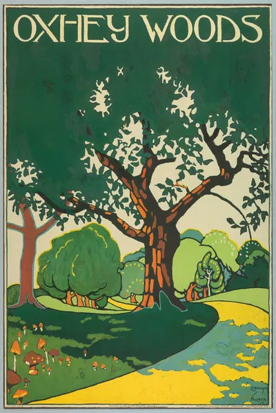 Oxhey Woods, London Underground by Edward McKnight Kauffer, 1915 — digital art print download