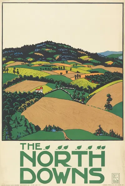 The North Downs, London Underground by Edward McKnight Kauffer, 1915 — digital art print download