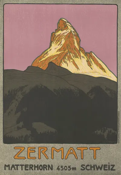 Zermatt, Matterhorn 4505m Schweiz by Эмиль Кардина, 1908 — digital art print download