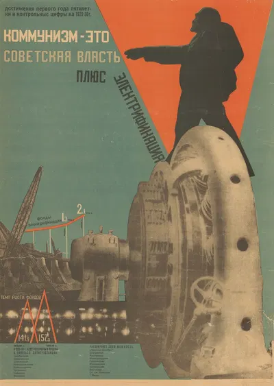 Communism Equals Soviet Power plus Electrification by Густав Клуцис, 1930 — digital art print download