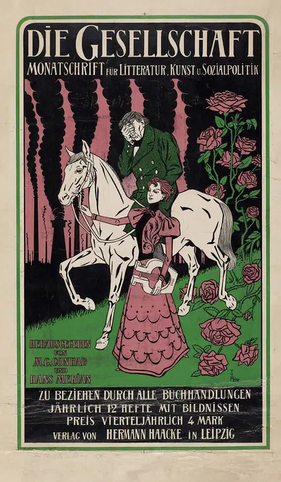 Werbeplakat für die Zeitschrift Die Gesellschaft by Томас Теодор Хейн, 1897 — digital art print download