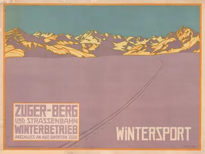 Zuger-Berg und Strassenbahn, Wintersport by Walther Koch — digital art print download