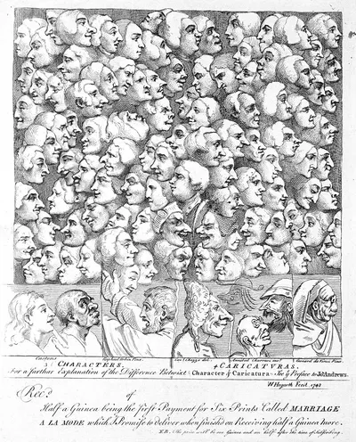 Characters and Caricaturas by William Hogarth, 1743 — digital art print download