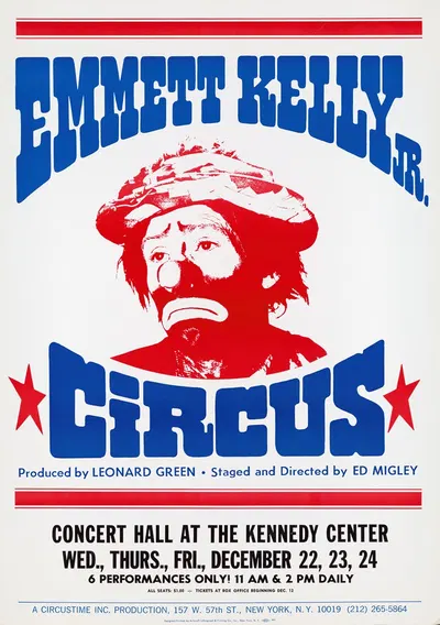 Emmett Kelly Jr. Circus by Artcraft Lithograph, 1860-1930 — digital art print download