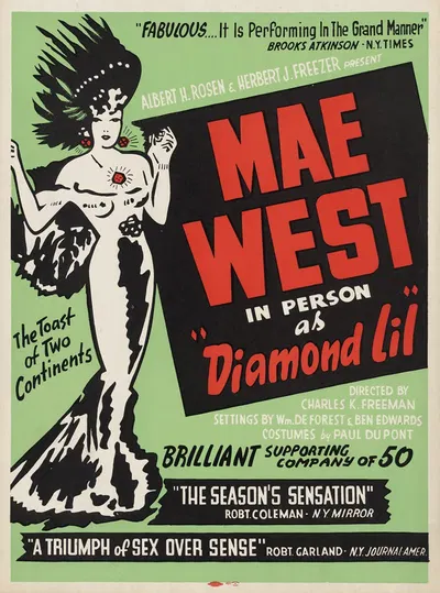Mae West in person as 'Diamond Lil' by Artcraft Lithograph, 1951 — digital art print download