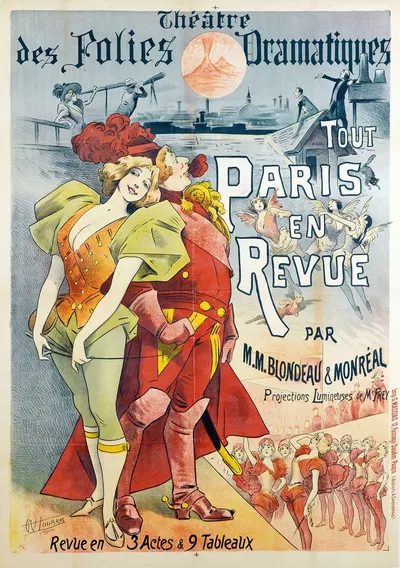 Théâtre Des Folies Dramatiques, Tout Paris En Revue Par M.M. Blondeau And Monreal by Alfred Choubrac, 1889 — digital art…