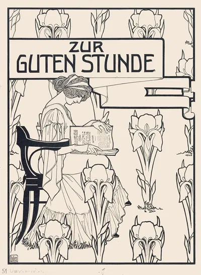 Ontwerp voor de omslag van het tijdschrift Zur guten Stunde by Эфраим Моисеевич Лилиен, 1887 — digital art print download