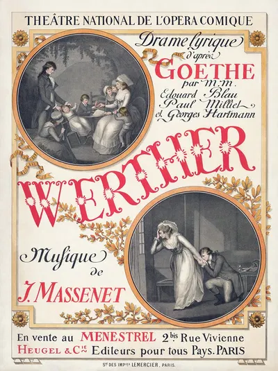 Poster for the première of Jules Massenet's Werther by Eugène Grasset, 1893 — digital art print download