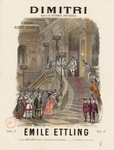 Poster for the première of Dimitri, an opera by Victorin Joncières by Эжен Лами, 1876 — digital art print download