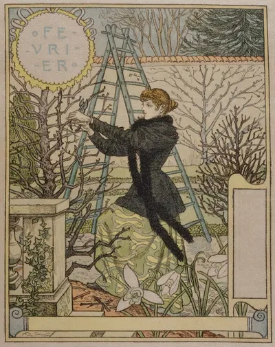 Février by Eugène Grasset, 1896-1898 — digital art print download