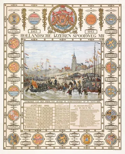 Kalender bij eeuwfeest aankomst van de prins van Oranje te Scheveningen, 1813-1913 by Ян Хойнк ван Папендрехт — digital art…
