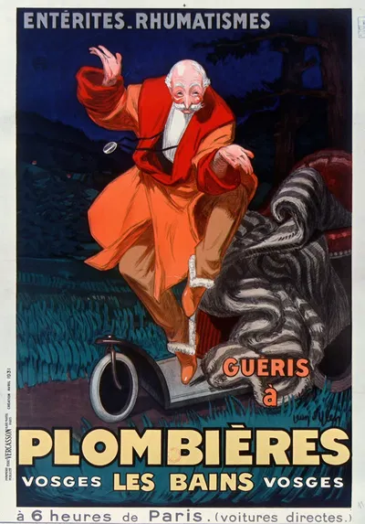 Entérites rhumatismes guéris à Plombières les Bains, Vosges by Jean d'Ylen, 1931 — digital art print download