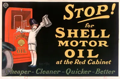 Stop! for Shell motor oil at the Red Cabinet by Jean d'Ylen, 1926 — digital art print download