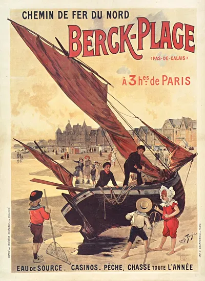 Chemin de fer du Nord. Berck-plage by Louis Tauzin, 1905 — digital art print download