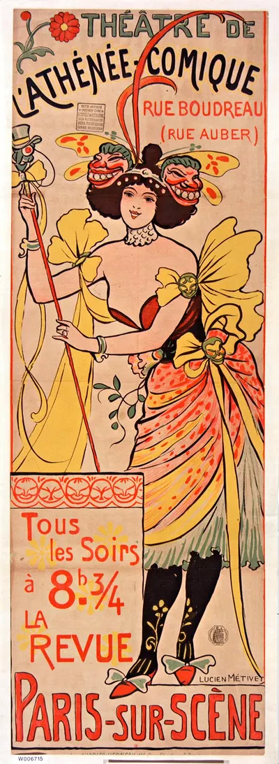 Théâtre de l'Athénée-Comique, Rue Boudreau (rue Auber) by Lucien Marie François Métivet, 1895 — digital art print download