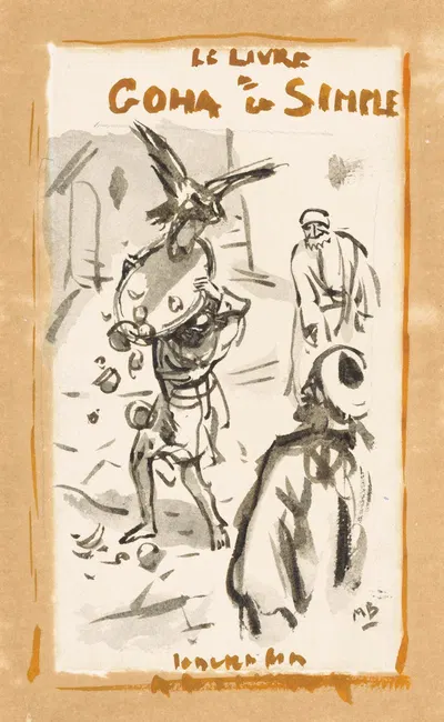 Man met dienblad aangevallen door een roofvogel by Мариус Бауэр, 1925 — digital art print download