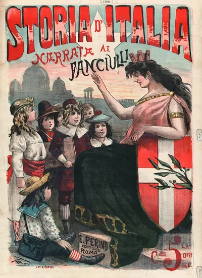 Storia d'Italia narrata al fanciulli by Ottavio Rodella Tavio, 1890 — digital art print download