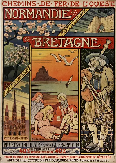Chemins de fer de l'ouest .Normandie, Bretagne by Поль Бертон, 1900 — digital art print download