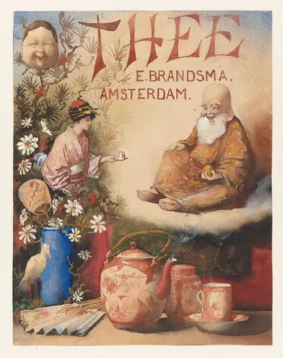 Ontwerp voor een affiche voor thee van E. Brandsma, Amsterdam by Theo Molkenboer, 1881 — digital art print download